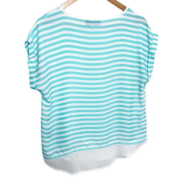 A.n.a Women's Vintage Striped Short Sleeve Oversized Crewneck Lightweight Blouse - Picture 10 of 16